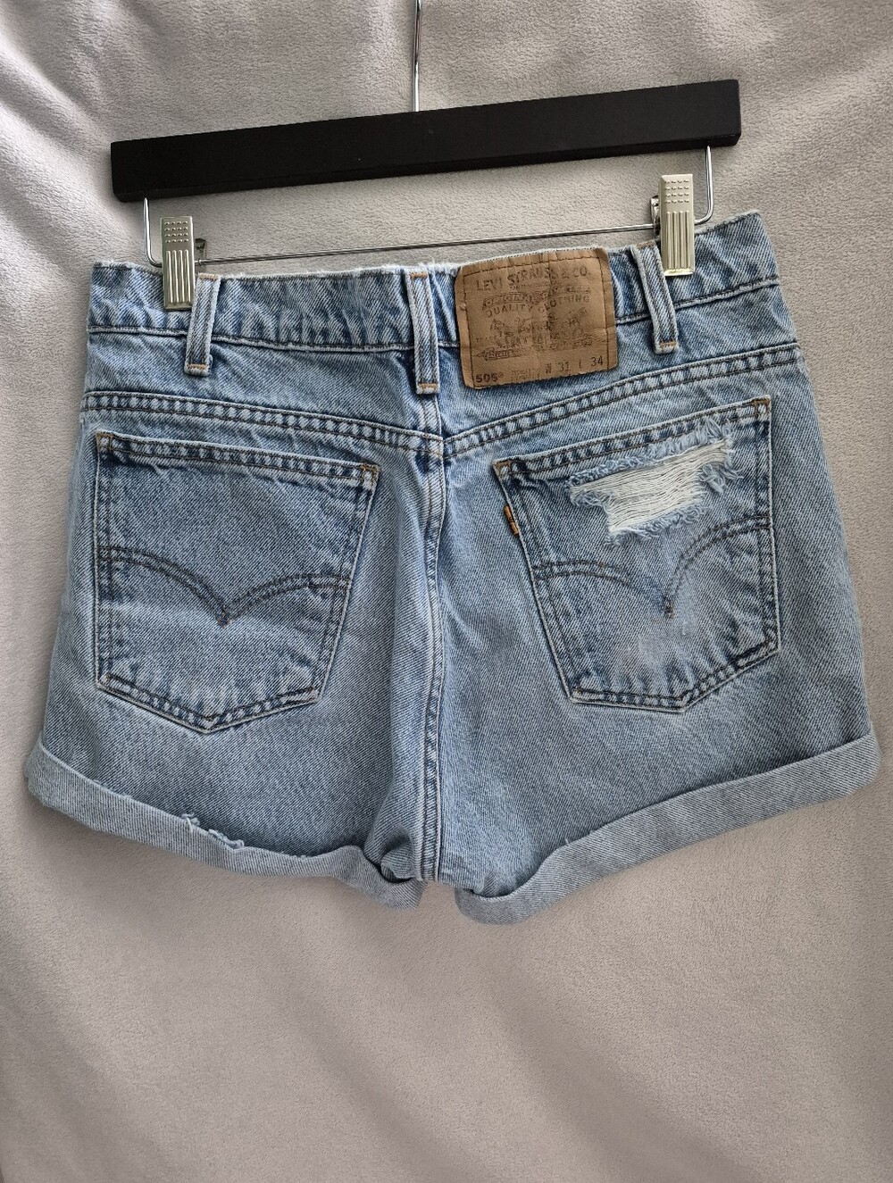 Levi 505 Orange Tab Vintage 1995 Cut-off Denim Shorts - See Measurements